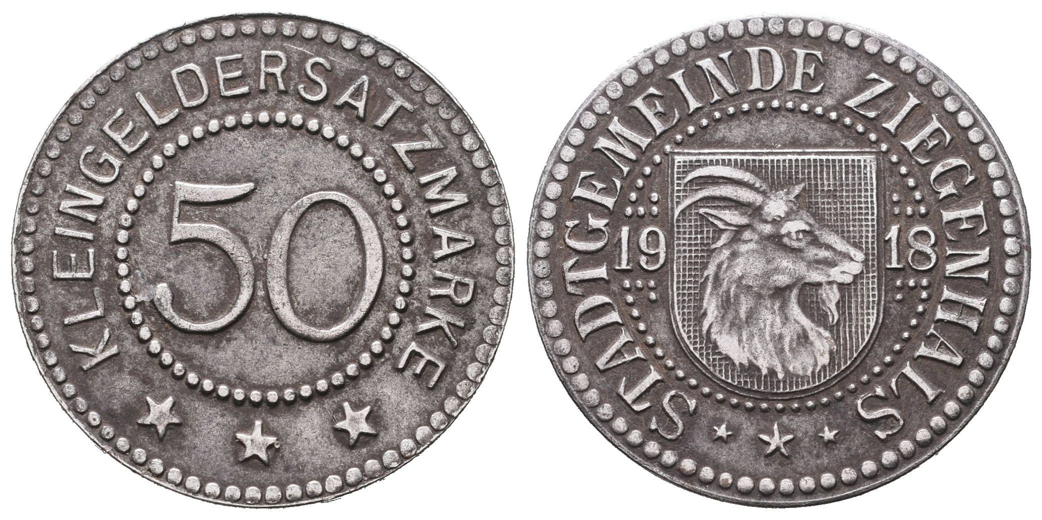 Nouzové ražby, 50 Pfennig 1918 - Ziegenhals