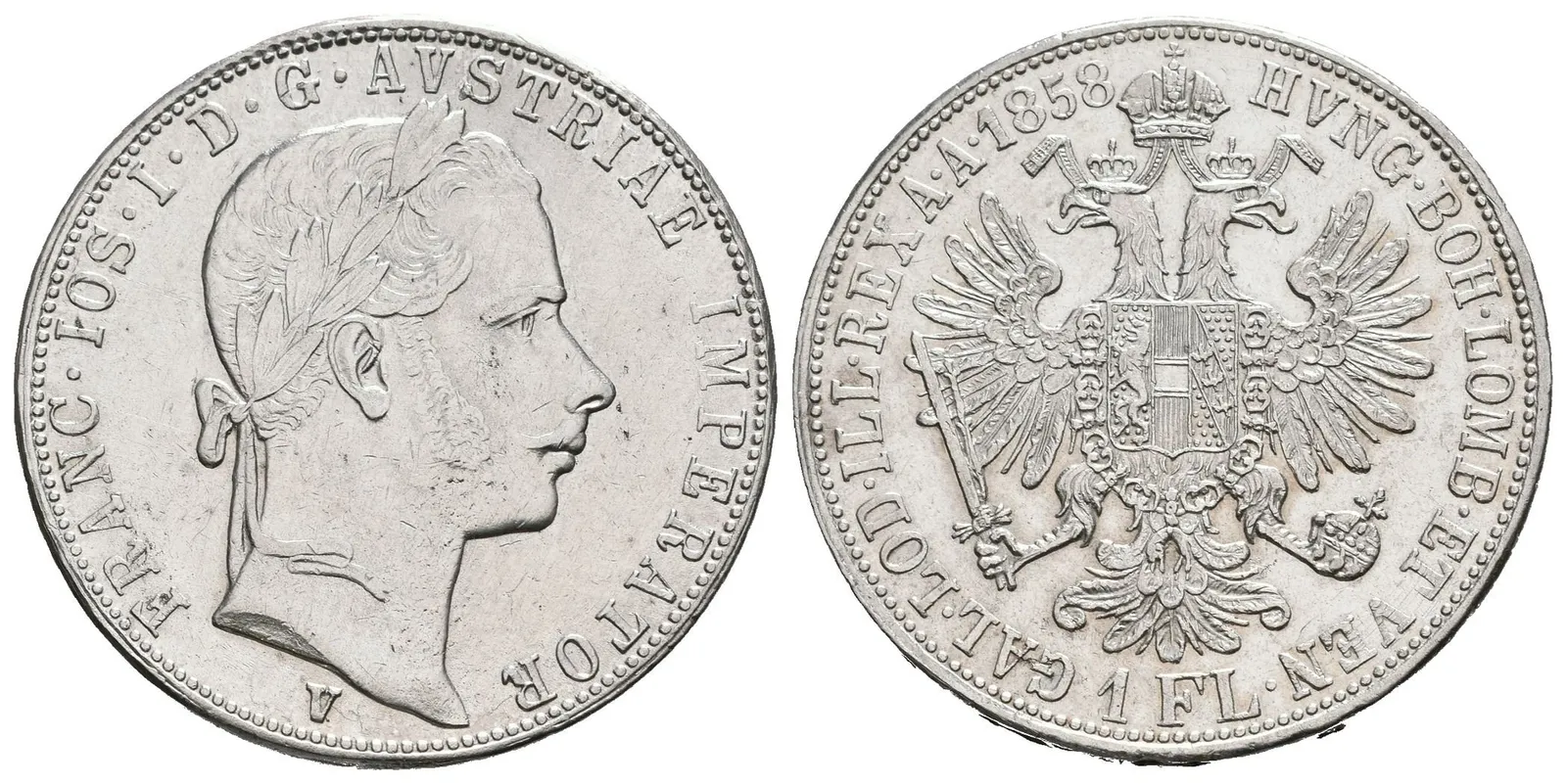Zlatník 1858 V, pěkná zachovalost, zbytky lesku na Rv., rysky a drobné hranky_R! — 1