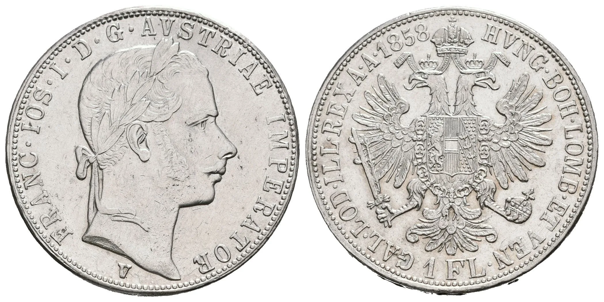 Zlatník 1858 V, pěkná zachovalost, zbytky lesku na Rv., rysky a drobné hranky_R! — 1