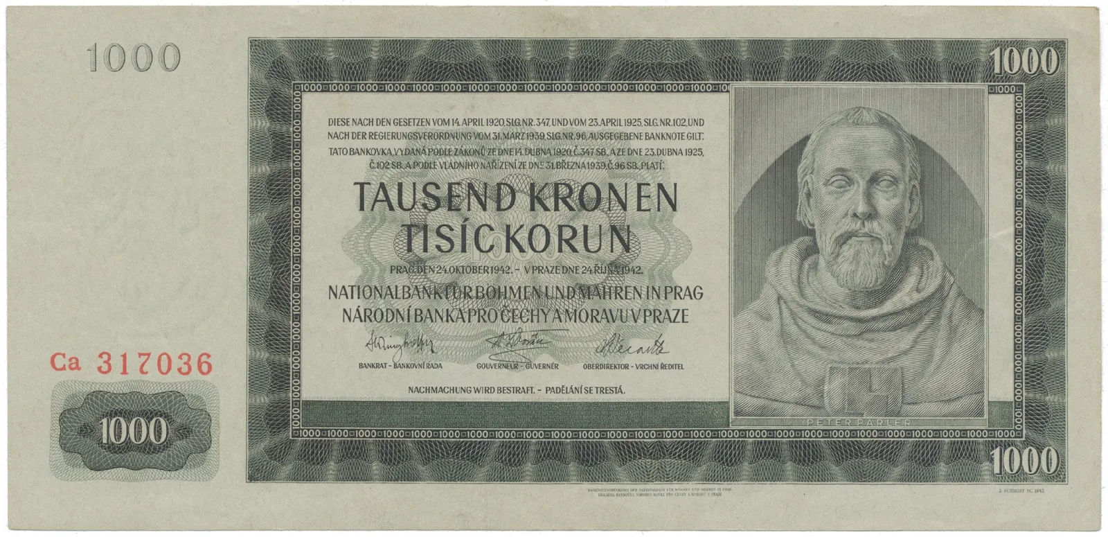 1000 Koruna 1942, II. vydání, série Ca, Hej.39a