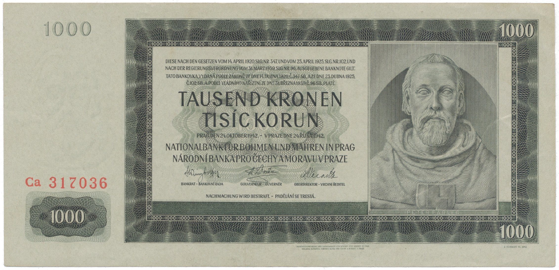 1000 Koruna 1942, II. vydání, série Ca, Hej.39a