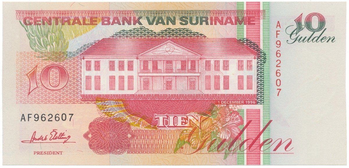 Surinam, 10 Gulden 1995~1998, P.137b