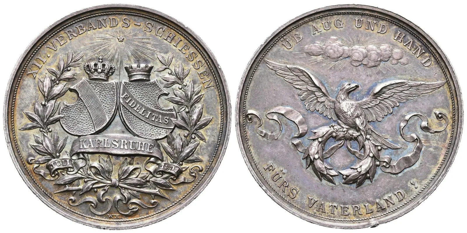 AR Medaile 1891 (Mayer) - XII. Spolkové střelby v Karlsruhe. — 1