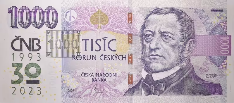 1000 Koruna 2008/2023, série R 88, s pamětním přítiskem 30 let ČNB, 1993-2023