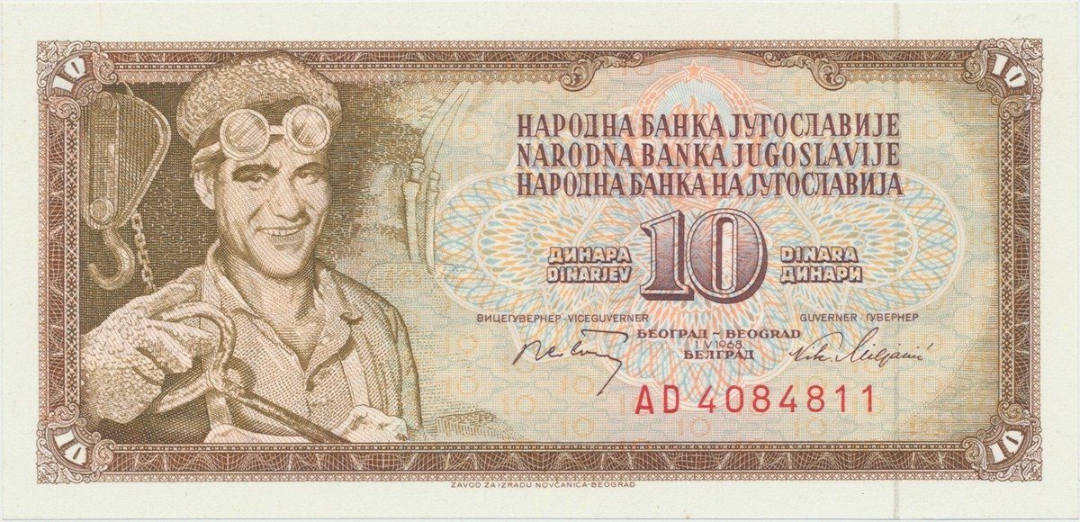 Jugoslávie, 10 Dinara 1968, P.82c