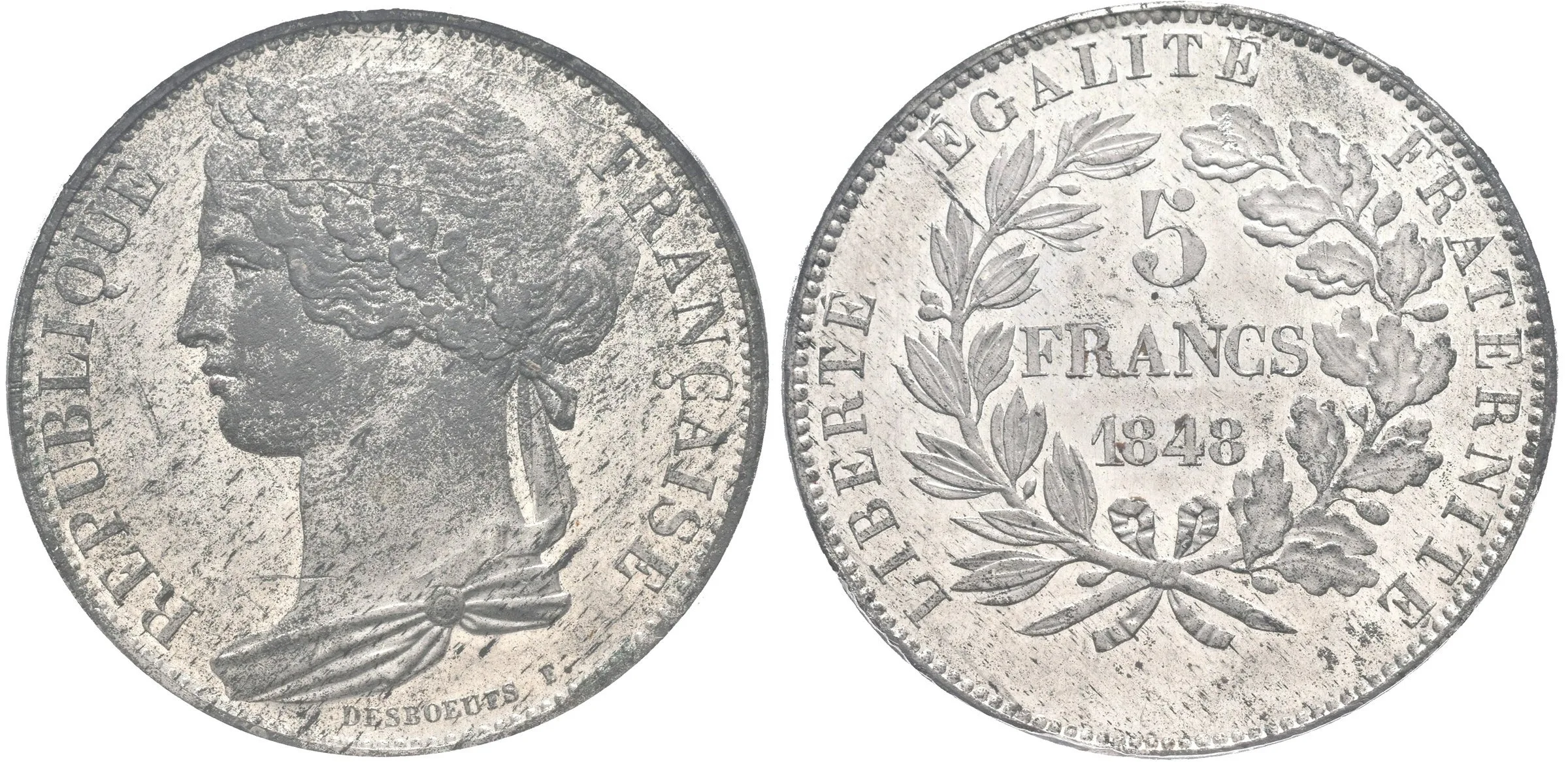 5 Frank 1848 - Essai (Zkušební ražba), bílý kov, MAZ-1274A, — 1