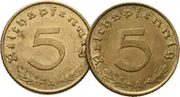 III. říše, 5 Pfennig 1939 A, lot 2 ks
