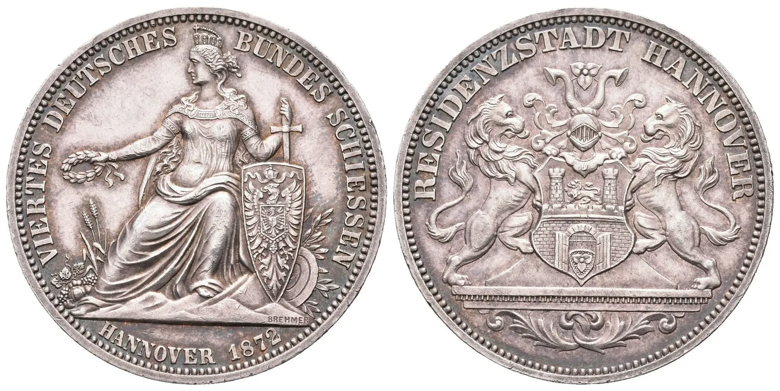 AR Medaile 1872 (Brehmer) - IV. Německé spolkové střelby v Hannoveru. — 1