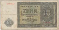 Německo - NDR, 10 DM 1948, tisk SSSR, série Z, 6-místný číslovač, Ros.343a