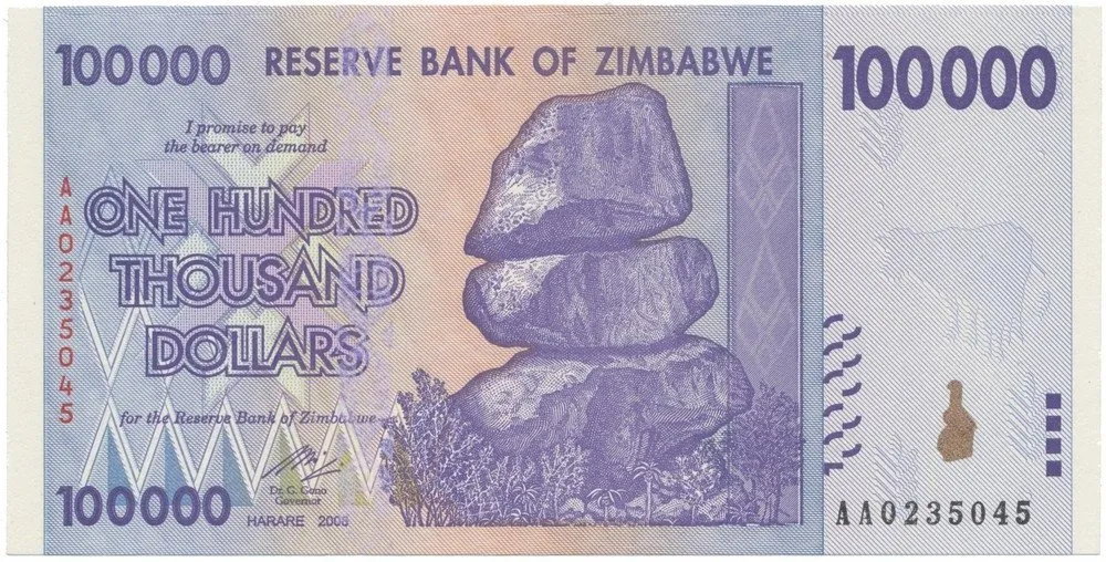Zimbabwe, 100.000 Dollars 2008, P.75