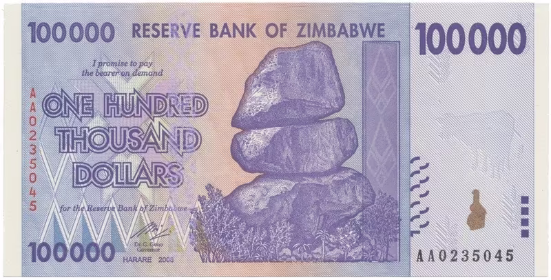 Zimbabwe, 100.000 Dollars 2008, P.75