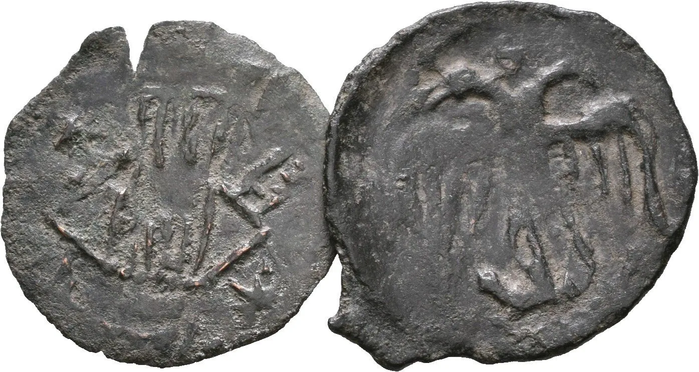 AE Trachy. Dvouhlavý orel / Stojící Car čelně, patina, ned., lehce napr._2 ks — 1
