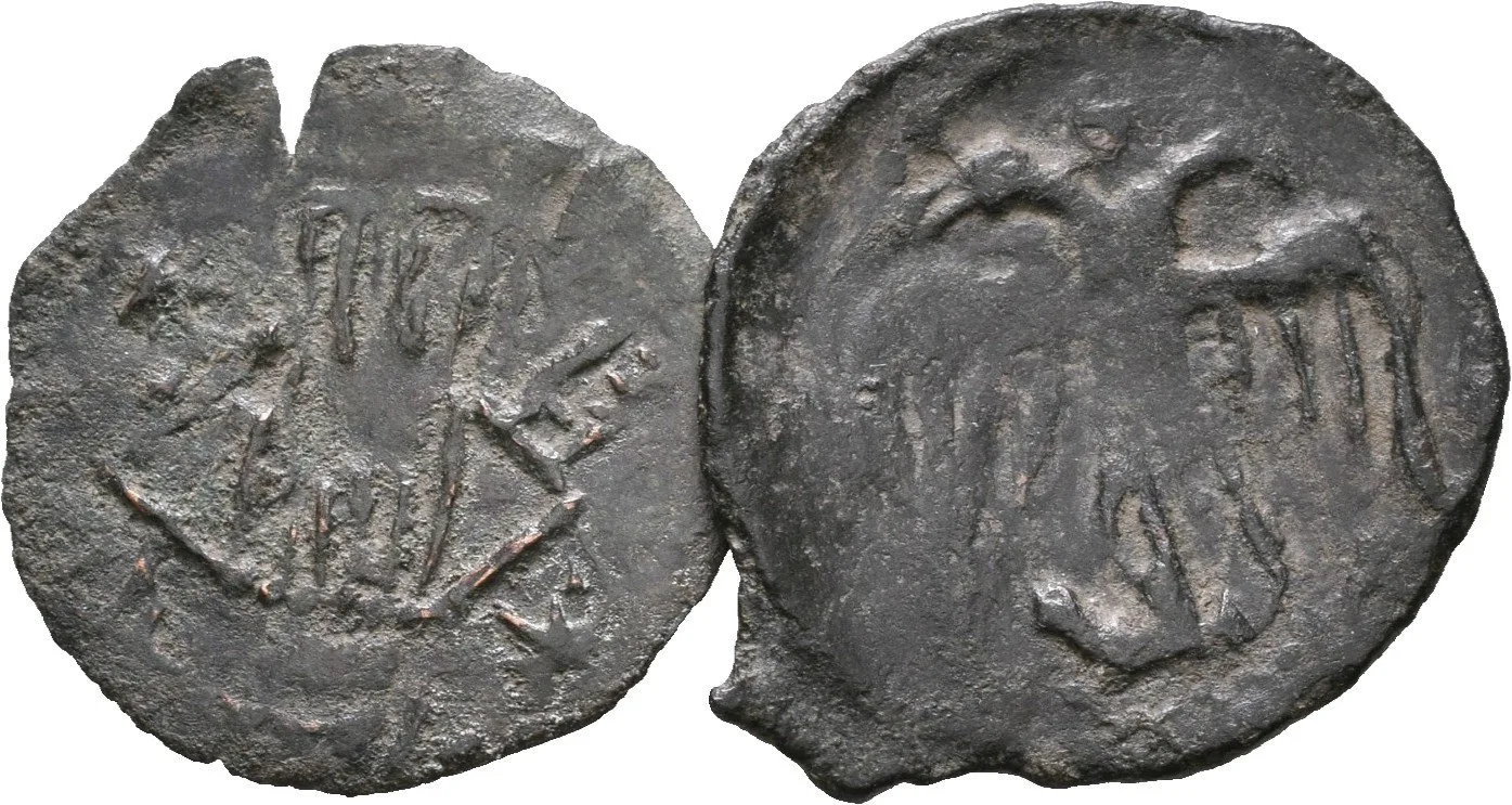 AE Trachy. Dvouhlavý orel / Stojící Car čelně, patina, ned., lehce napr._2 ks — 1