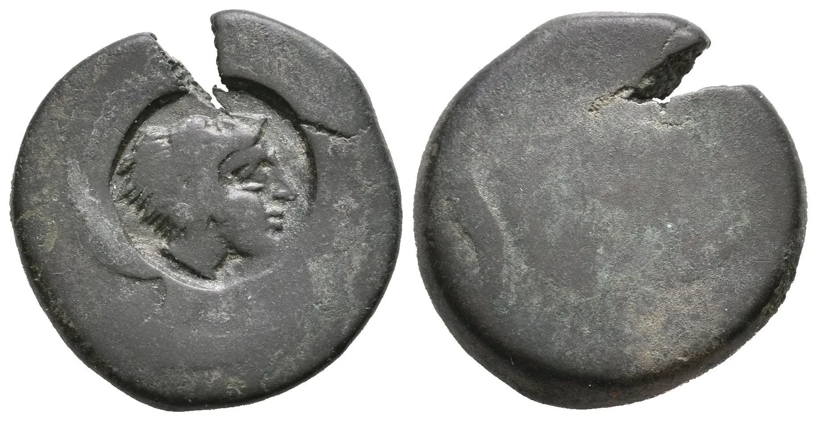 AE Trias, 405 - 392. Kr., kontramarkovaná ražba, na Av. kontramarka - hlava Herakla zprava, — 1