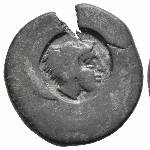 AE Trias, 405 - 392. Kr., kontramarkovaná ražba, na Av. kontramarka - hlava Herakla zprava,