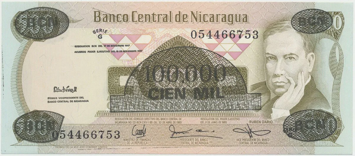 Nikaragua, 100000 Cordobas 1987, P.149