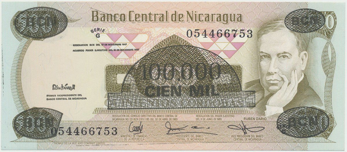 Nikaragua, 100000 Cordobas 1987, P.149