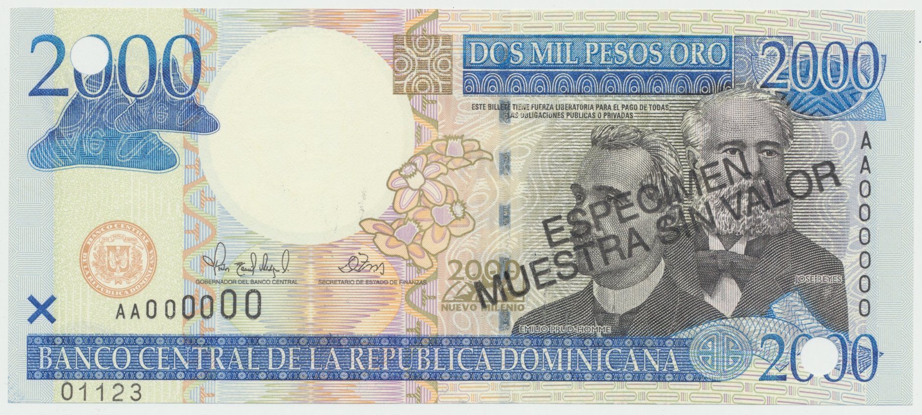 Dominikánská republika, 2000 Pesos Oro 2000, P.164s