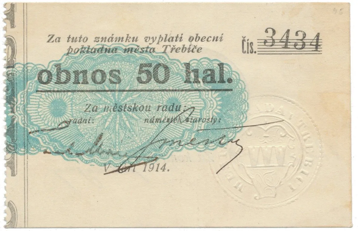 Třebíč - město, 50 hal září 1914, bez série, HH.223.5.8d