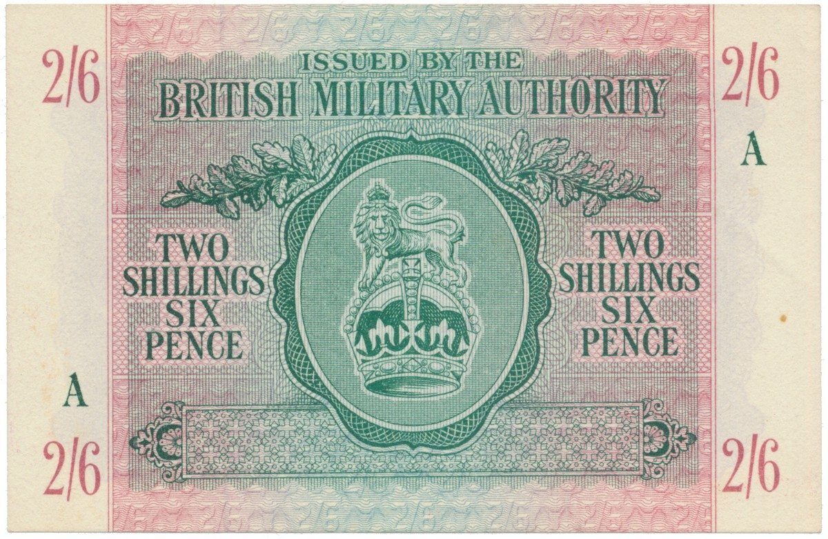Velká Británie, 2 Shillings 6 Pence (1943), BMA - vojenské vydání, P.M3