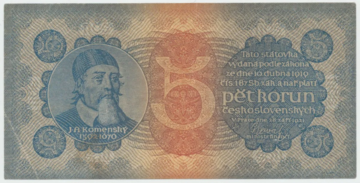Československo, 5 Koruna 1921, série 3, Hej.18a