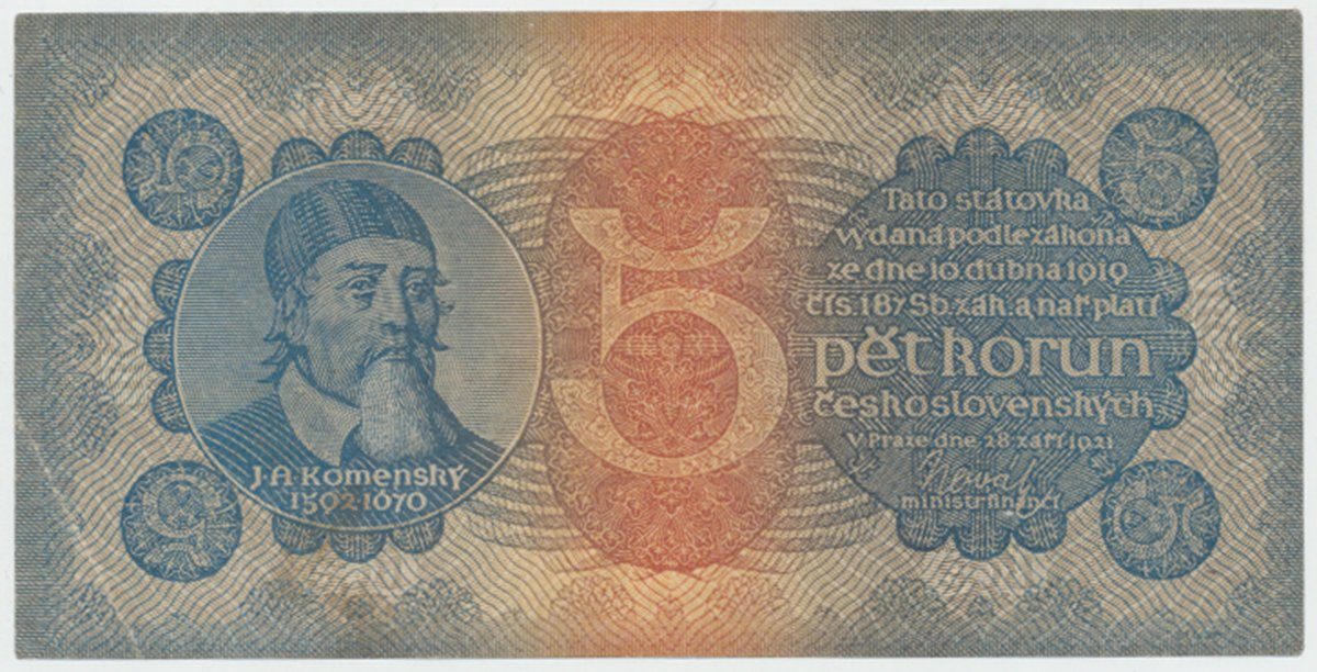 Československo, 5 Koruna 1921, série 3, Hej.18a