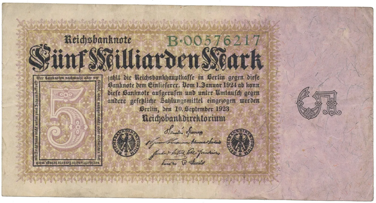 Německo, 5 Milliarden Mark 1923, Ro.112a