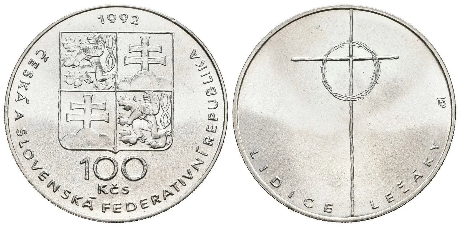 100 Kčs 1992 - Lidice a Ležáky, lesk — 1