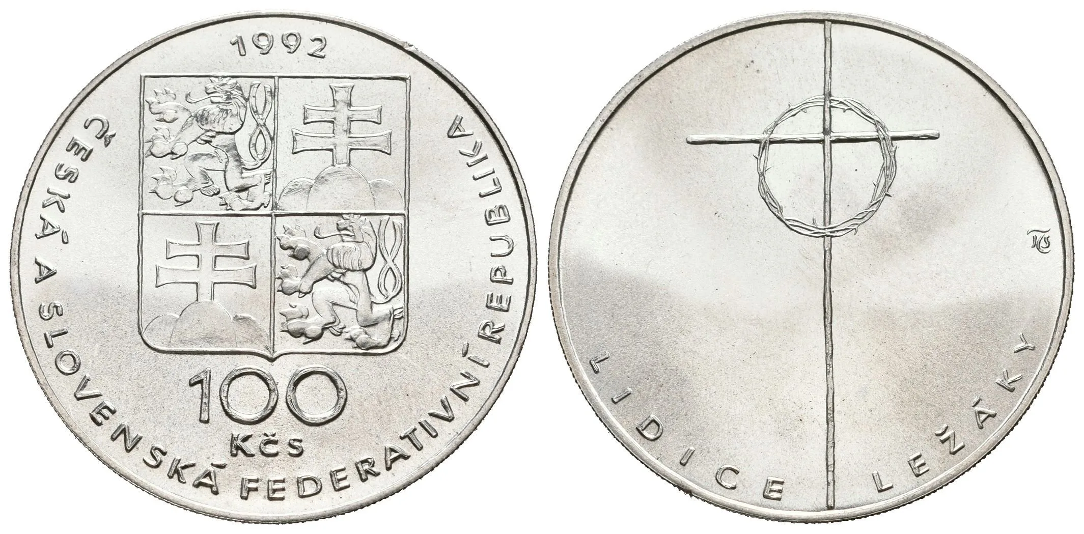 100 Kčs 1992 - Lidice a Ležáky, lesk — 1