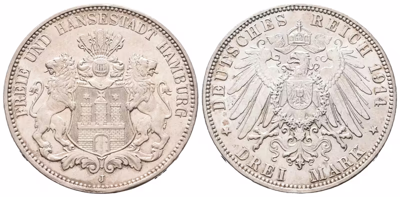 Hamburg, 3 Marka 1914 J
