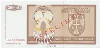 Bosna a Hercegovina, 50.000 Dinara 1993, bankovní vzor, AA 0000000, přet. SPECIMEN, P.140s