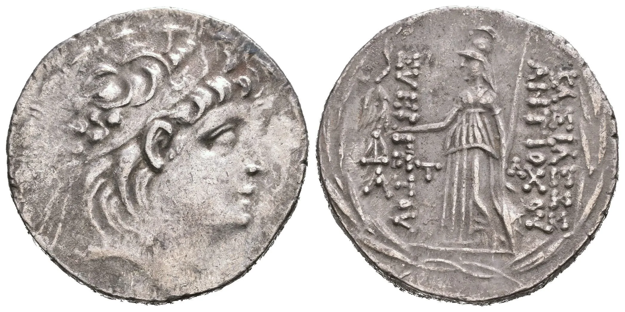 Tetradrachma, Hlava Antiocha s diadémem zprava / Stojící Zeus zprava drží hvězdu — 1