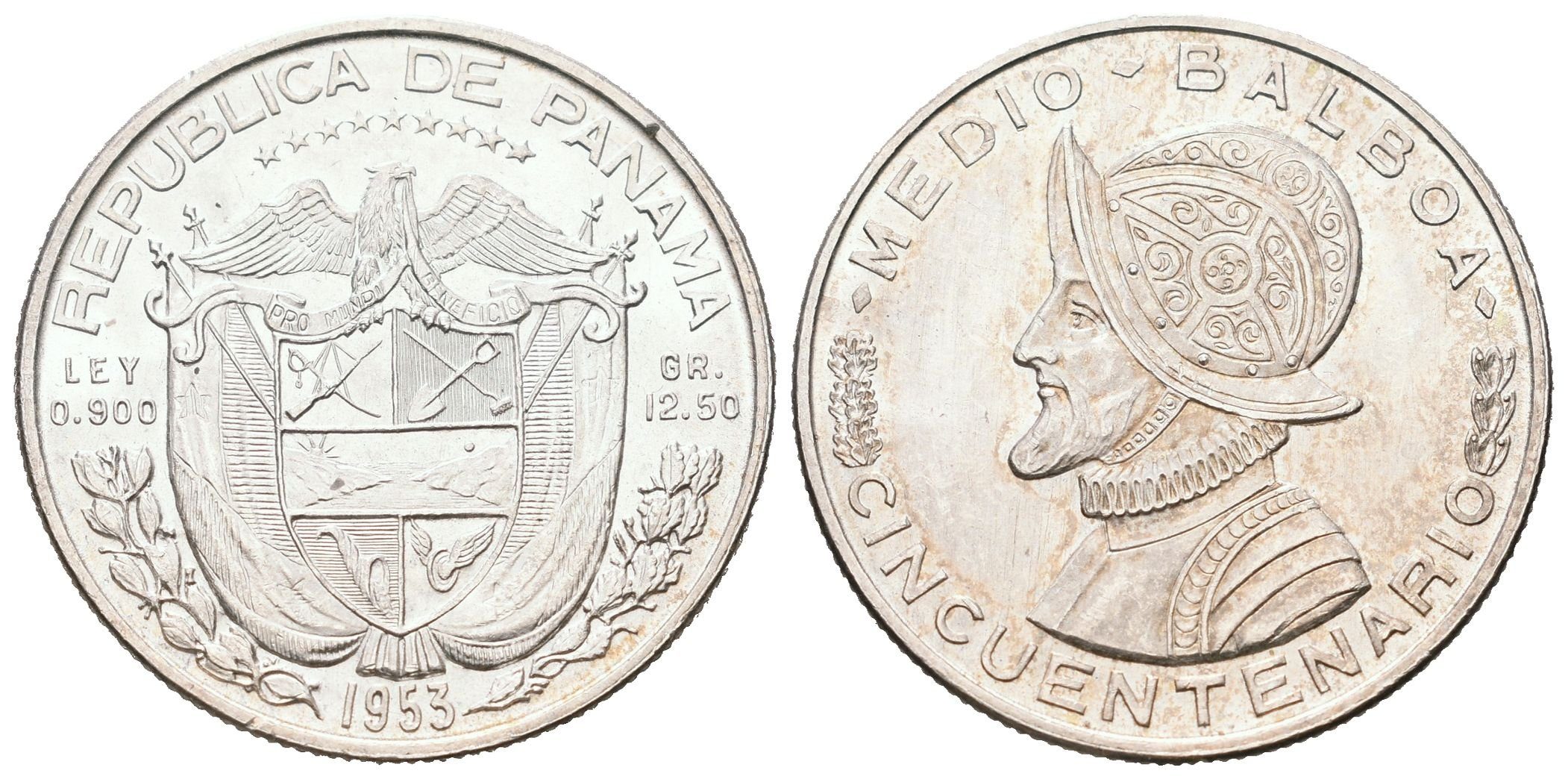 Panama, 1/2 Balboa 1953 - 50. výročí
