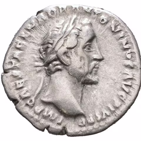 Denár, 150 - 151, Rv: TR POT XIIII COS IIII, v exe. TRANQ