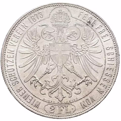 2 Zlatník 1873 - Střelby Vídeňského střeleckého spolku, novoražba značená R 1973