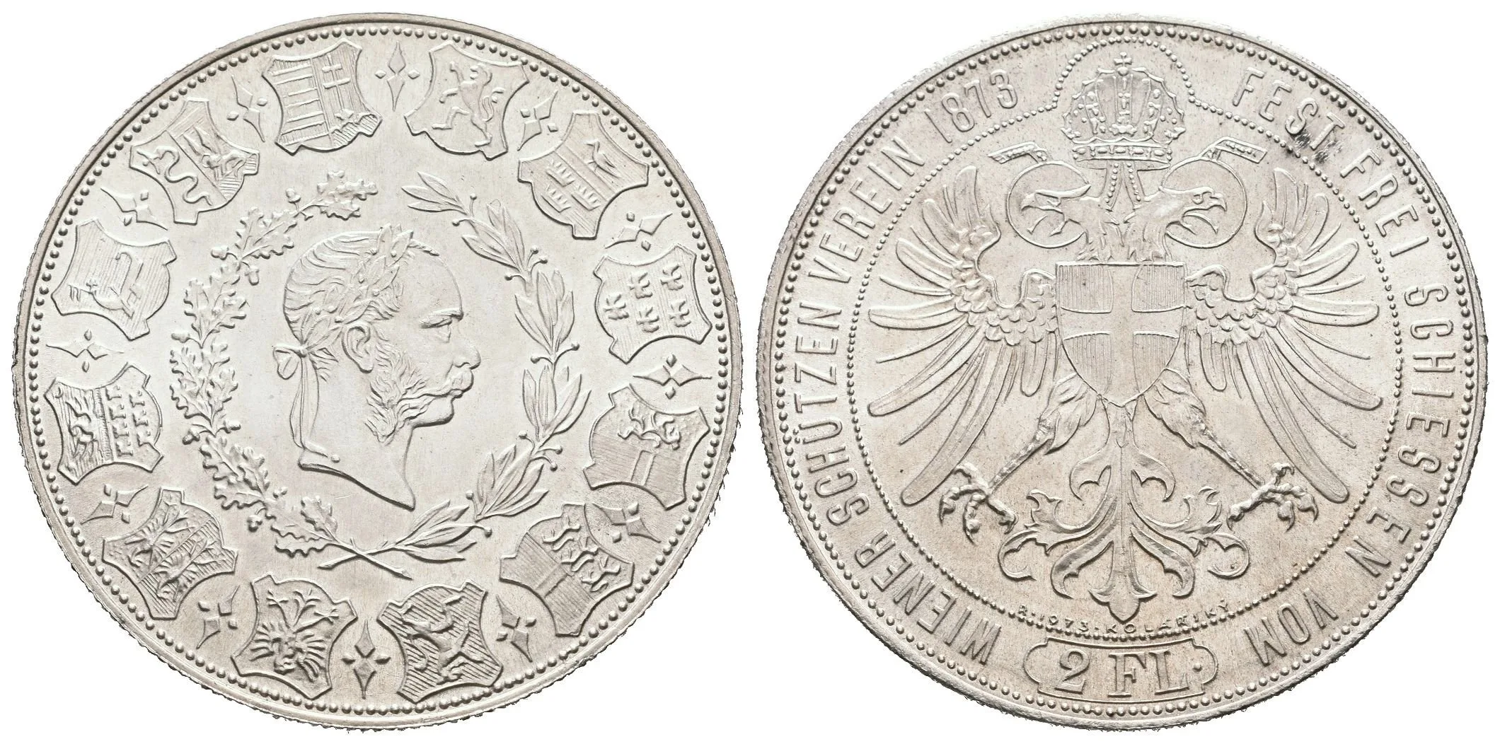 2 Zlatník 1873 - Střelby Vídeňského střeleckého spolku, novoražba značená R 1973 — 1