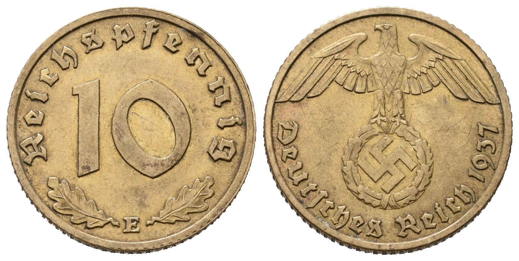III. říše, 10 Pfennig 1937 E