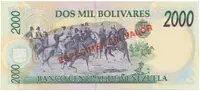 Venezuela, 2000 Bolivares 1998, anulát - ESPECIMEN SIN VALOR, P.77bs - fotografie 2