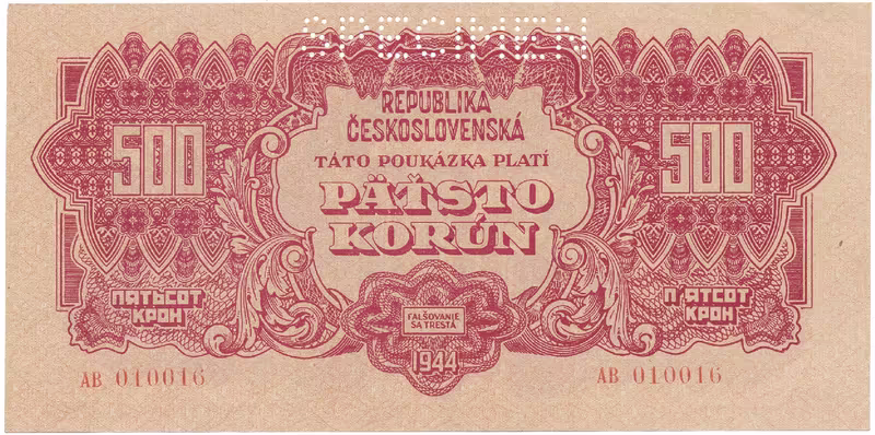 500 Koruna 1944, SPECIMEN, Hej.60a.S1