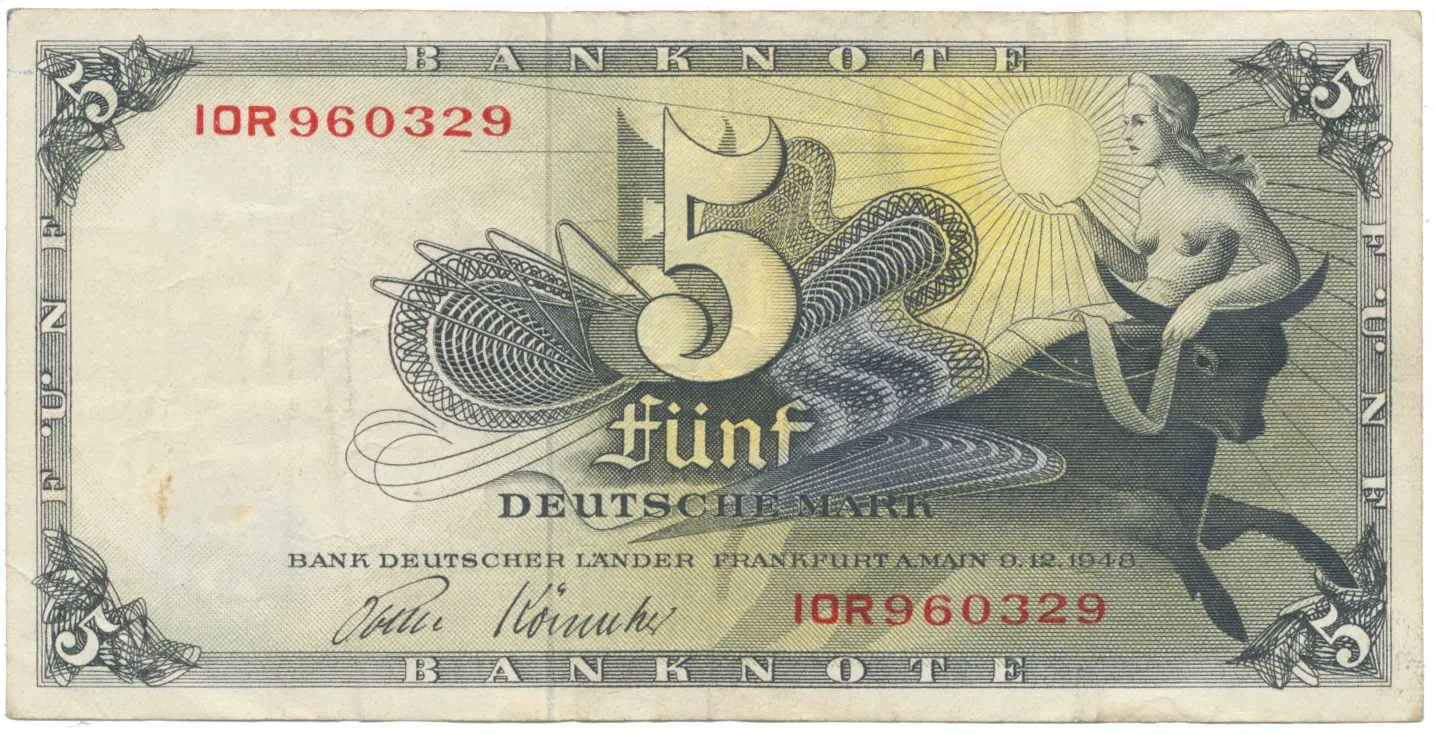 Německo - NSR, 5 DM 1948, tisk Berlin (1956-1961), Ros.252c