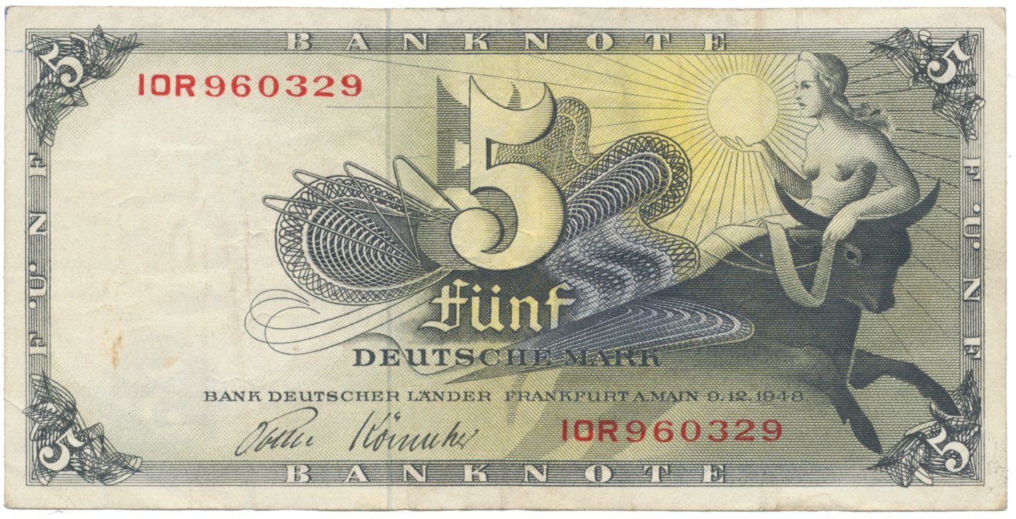 Německo - NSR, 5 DM 1948, tisk Berlin (1956-1961), Ros.252c