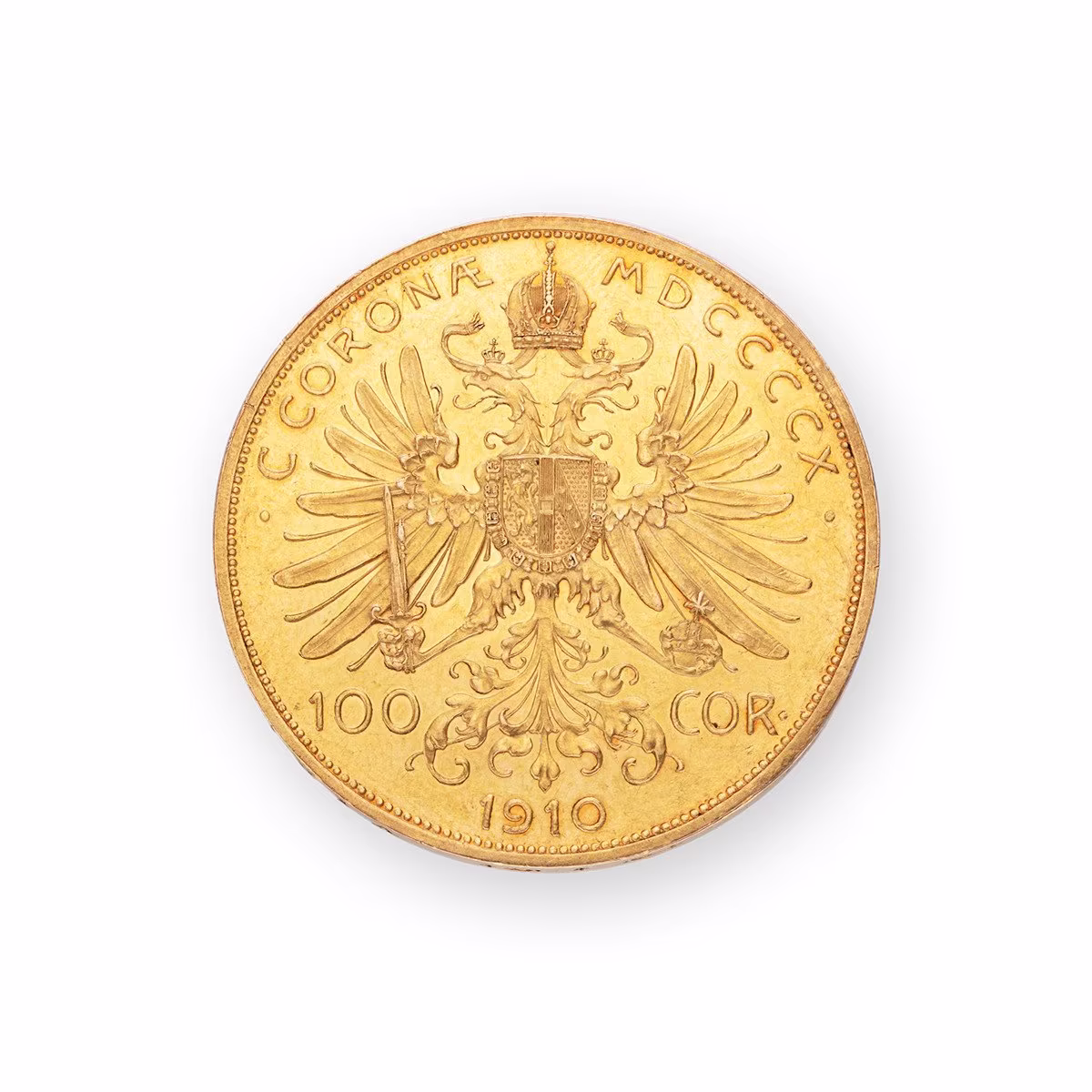Zlatá 100 Koruna 1910 - raženo 3 074 kusů