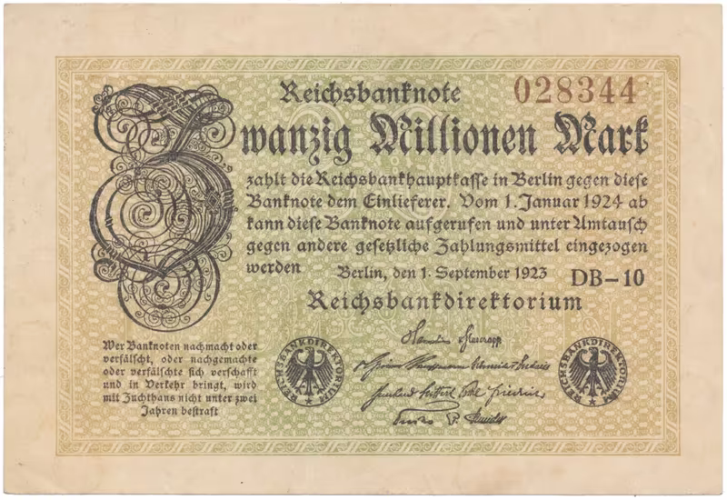 Německo, 20 Millionen Mark 1923, Ro.107a