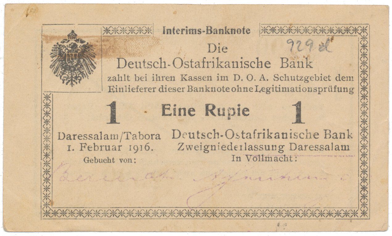 Německá Východní Afrika, 1 Rupie 1. 2. 1916, série K3, R.929d