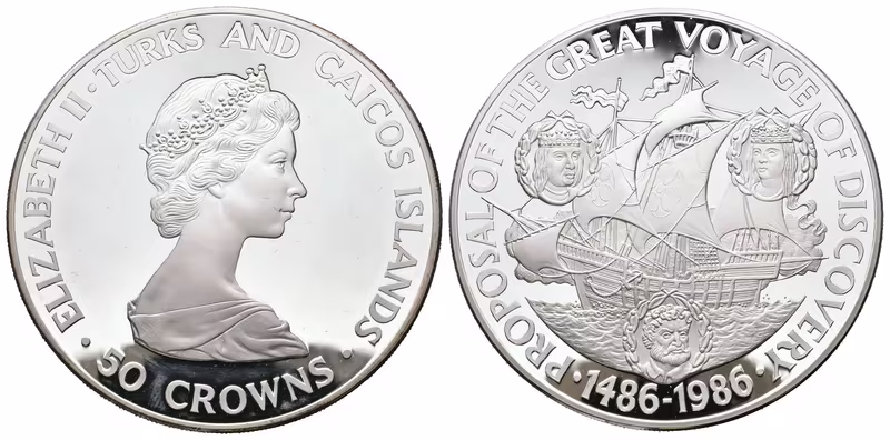 Ostrovy Turks a Caicos, 50 Crowns 1986