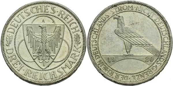 Výmar, 3 Marka 1930 A - Porýní