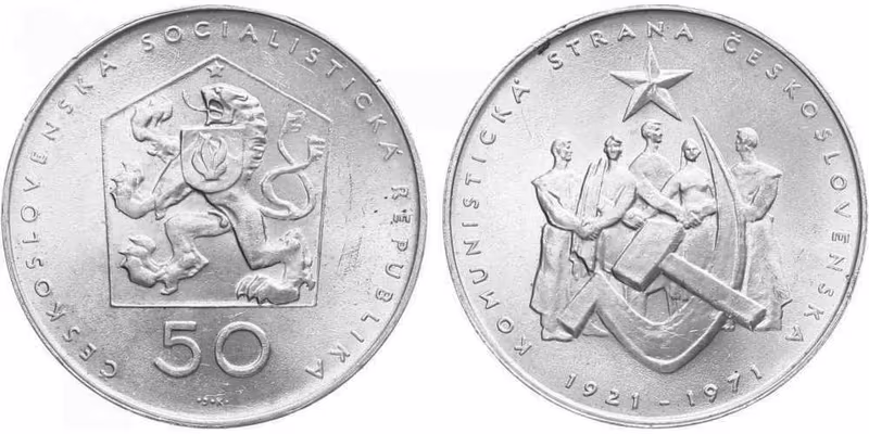 50 Kčs 1971 - 50. výročí založení KSČ