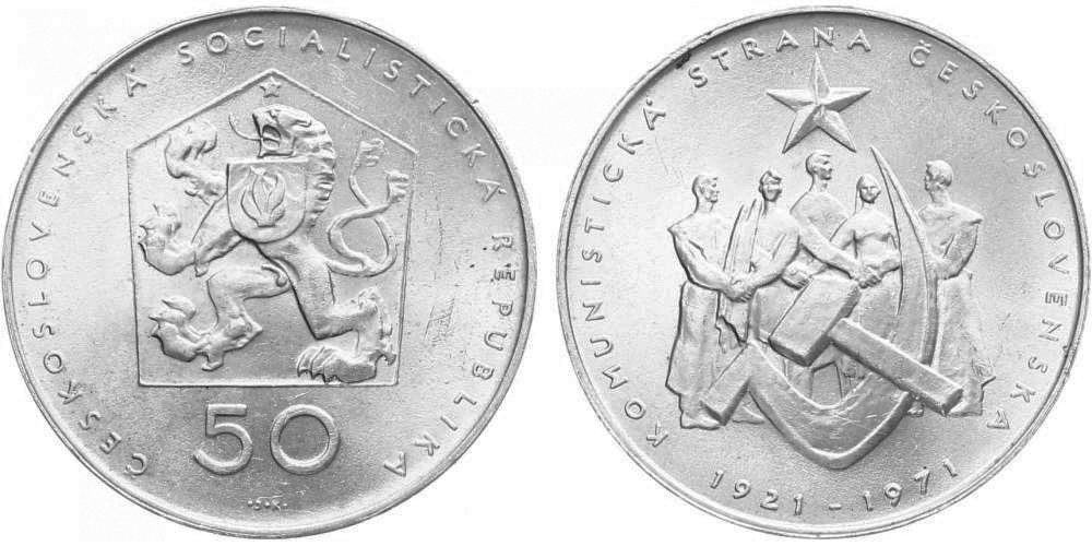 50 Kčs 1971 - 50. výročí založení KSČ