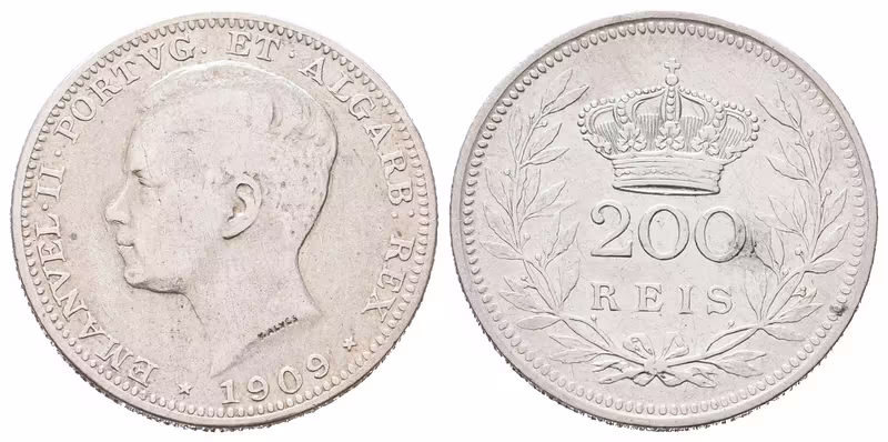 Portugalsko, 200 Reis 1909