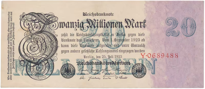Německo, 20 Millionen Mark 1923, Ro.96a
